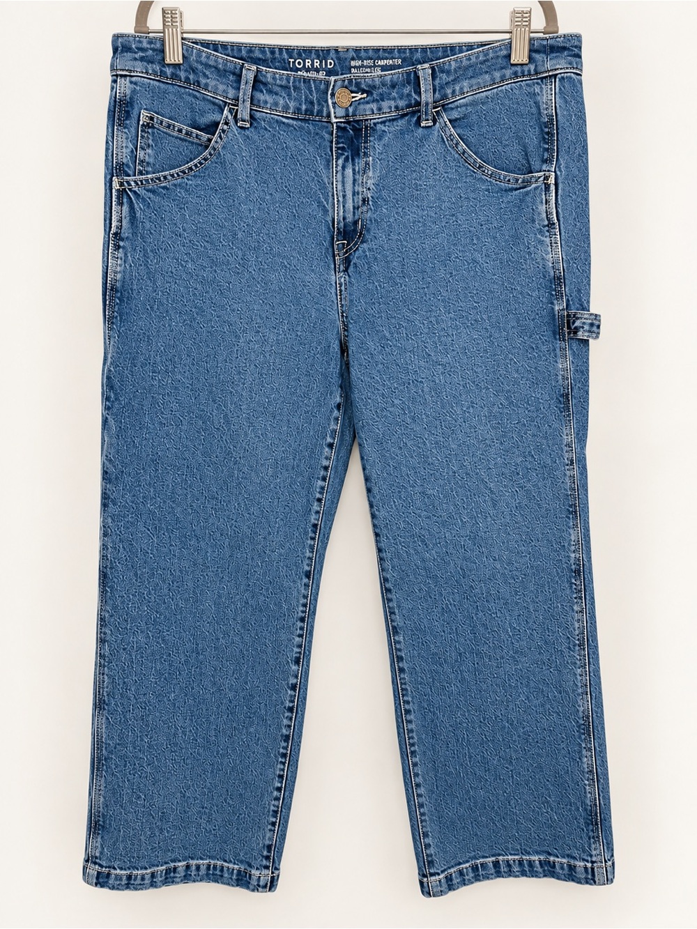 Torrid Carpenter Jeans 14S Blue Denim 7 Pocket Utility Straight Leg Curvy